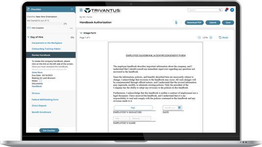 Employee Onboarding Software Laptop Device Screenshot